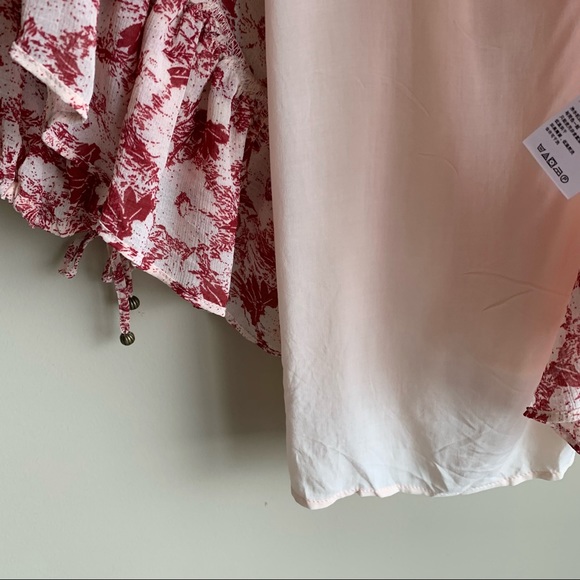 Free People These Dreams Floral Pleated Long Sleeve Mini Dress in Tea Combo - Picture 8 of 11